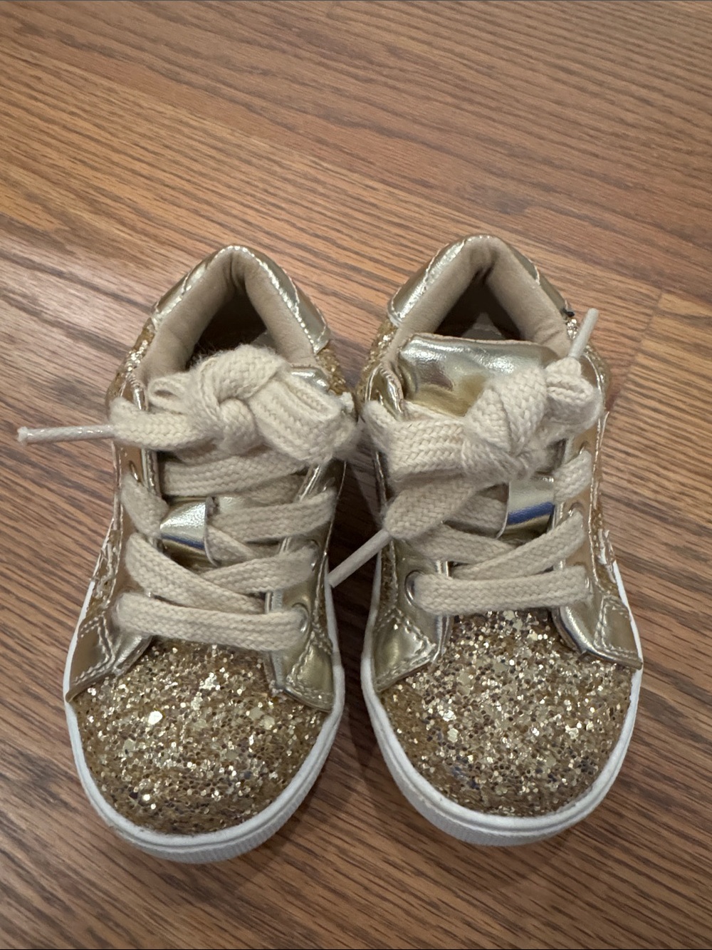 Kids Gold Glitter High-Top Sneakers